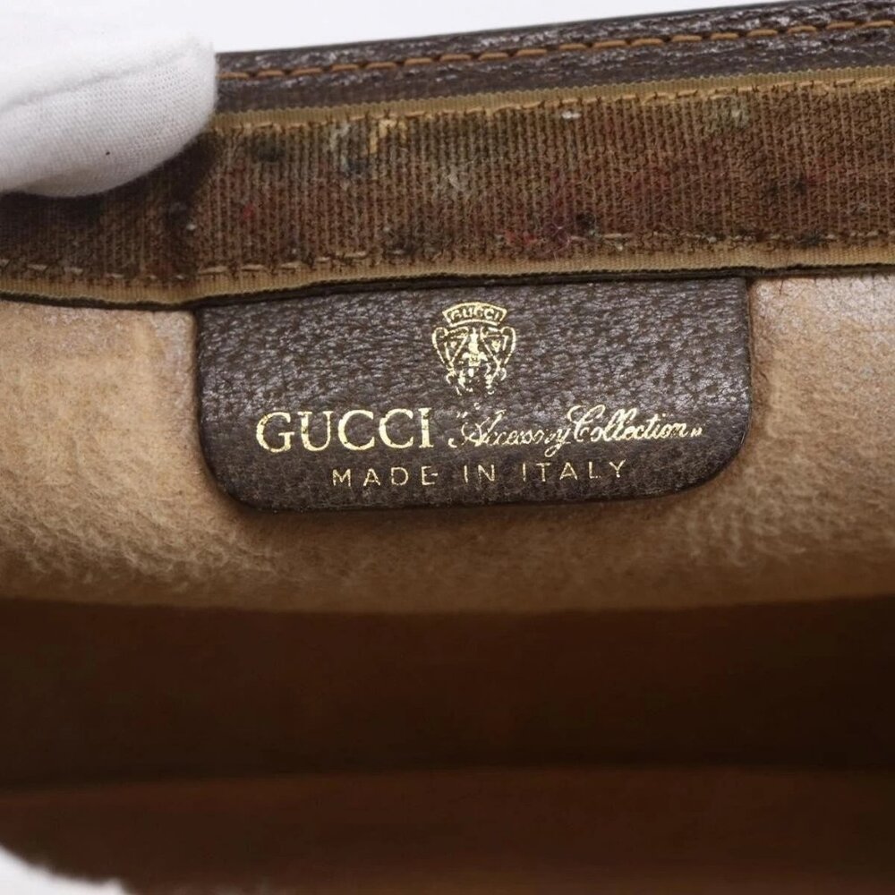 GUCCI GG Supreme Web Sherry Line Bag PVC Beige Gold 41 014 2125 23 Auth BA7795 - Picture 10 of 16